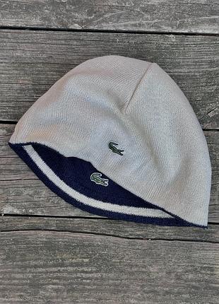Оригінальна двостороння шапка lacoste / в'язана шапка лакост