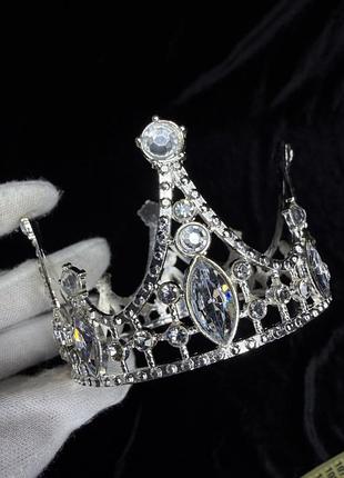 Корона коронка кругла суцільна готову торт дівчинки дівчину бенто срібна біла срібляста в сріблі