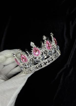 Корона коронка рожева біла срібна срібляста кругла суцільна голову торт бенто