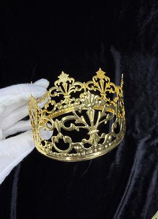 Корона коронка голову торт бенто 10 см золото золоті жовта золотиста