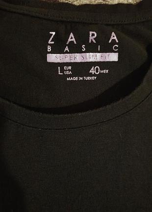 Мужская базовая футболка с длинным рукавом черная zara