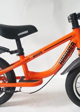 Біговел велобіг дитячий hammer 12 absolute orange колеса надувні 12 дюймів, ручне гальмо