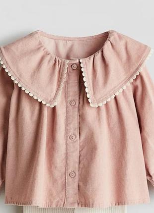 Вельветовая блуза h&amp;m с большим воротничком, р. 92