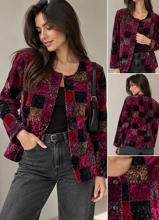 Вінтажний оксамитовий жакет your sixth sense patchwork, р. m/l