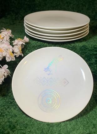 Набор фарфоровых тарелок a.line со скрытым узором хамелеон - 6 шт 22,5 см. made in ukraine (н8280)