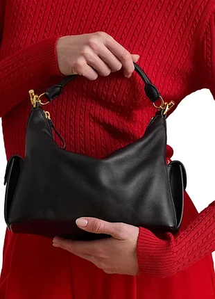Ralph lauren blaike small slim shoulder bag. сумочка из мягкой лайковой кожи с двумя карманами по бокам