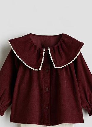Вельветова блуза h&m з великим комірцем пітер пен, р.104