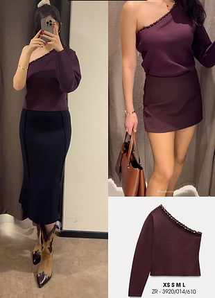 Асиметричний джемпер zara з камінням м/l/xl