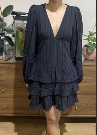 Коротка жіноча сукня zara чорна з рюшами