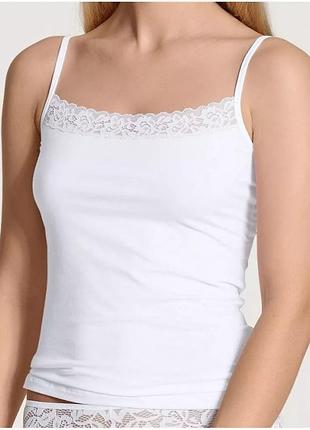 Calida natural comfort-m-новой хлопковый с кружевом топ