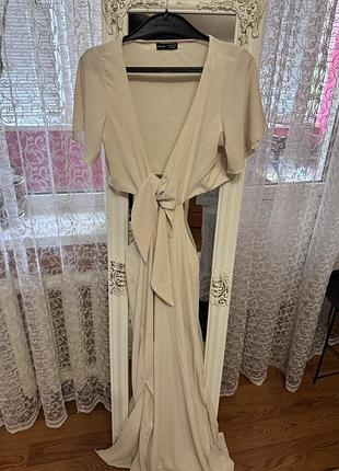Бежева максі сукня shein 6