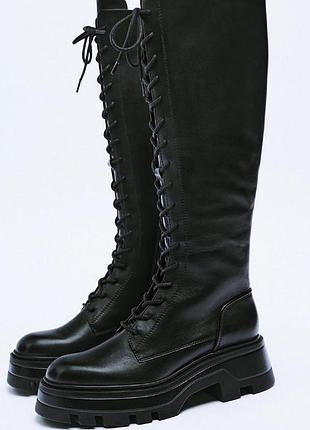 Крутые кожаные сапоги zara 2