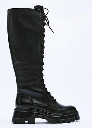 Крутые кожаные сапоги zara 3