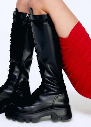 Крутые кожаные сапоги zara 6
