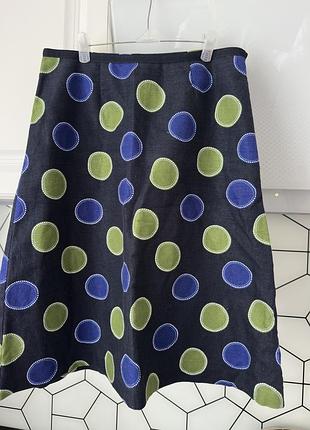 Спідниця льон горошок laura ashley, спідниця натуральна