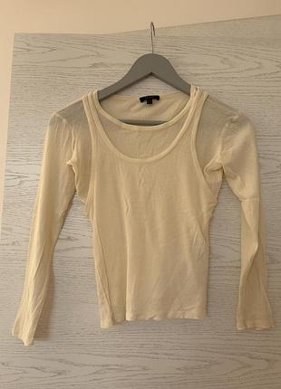 Жіночий лонгслів massimo dutti молочного кольору