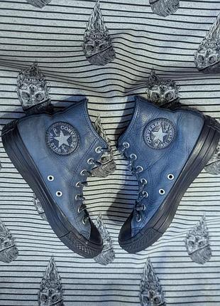 Шкіряні високі кеди converse chuck taylor all star, сині, р. 37, 23,5 см. унісекс