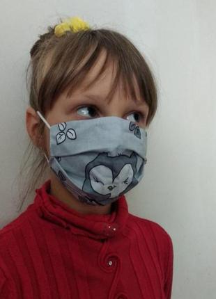 Дитяча маска натуральна білоруська бязь тканинна маска багаторазова2 фото