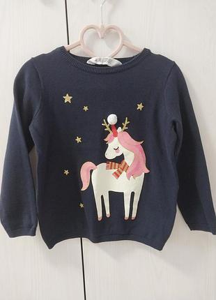 Новогодний, рождественский свитер, кофта h&amp;m, р.98-104