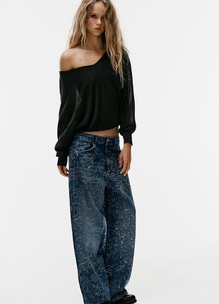 Джинси жіночі сині з стразами zara new