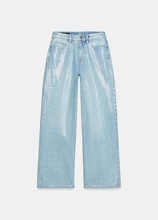 Джинси жіночі блакитні з блискітками zara new