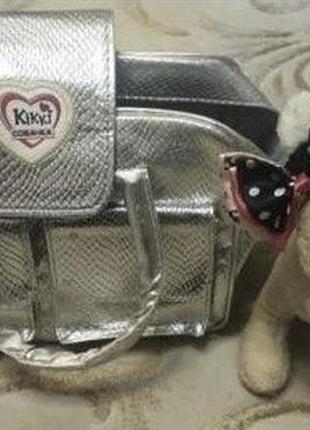 М'яка іграшка собака kiki в сріблястій сумці