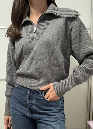 Сірий светр на блискавці zara 🤍