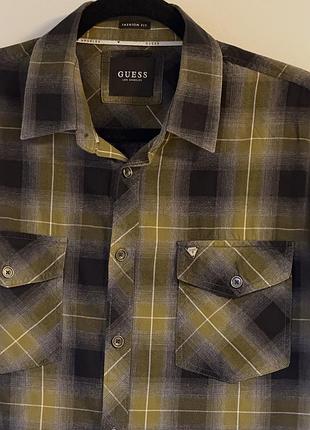 Сорочка чоловіча guess у клітинку, хакі, можна жінці