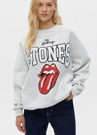 Світшот світло-сірий оверсайз the rolling stones