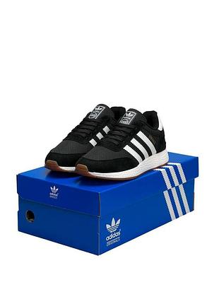 Жіночі кросівки adidas originals iniki  fleece termo black white stripes gum