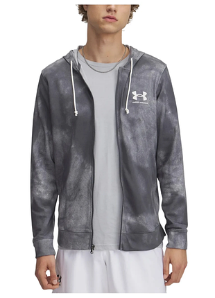 Чоловіча толстовка under armour rival terry aop fz q1 сіра зіпка кофта чоловіча на блискавці