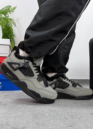 Мужские кроссовки nike jordan 4 black grey fur / smb+ 🔗