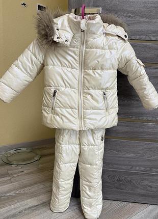 Зимовий комбінезон для дівчаток moncler, молочний, розмір 110-116