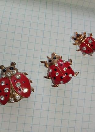 Комплект три брошки сонечко 🐞🐞🐞 червоне