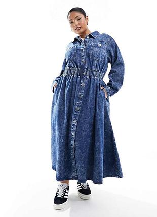 Ідеальна джинсова сукня-сорочка міді river island plus (розмір uk 22 / eur 48 / наш 54)