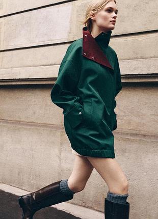 Тренч жіночий зелений комбінований zara new