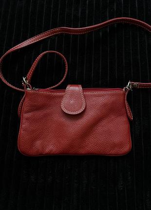 Шкіряна червона сумка-клатч hermes