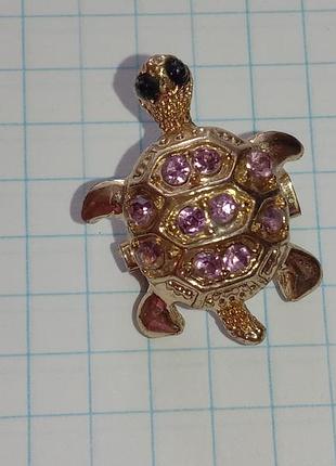 Брошка жіноча черепашка рожева золотиста черепаха 🐢