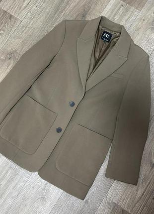 Піджак жіночий zara оверсайз темно-коричневий