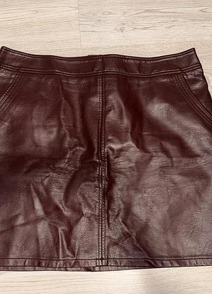 Спідниця з еко шкіри dorothy perkins, бордо, розмір 44 (50-52)