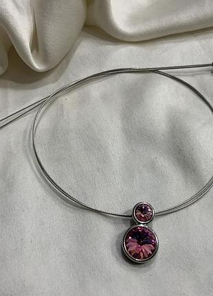 💖✨ вінтажна підвіска кольє з рожевими кристалами swarovski style modern vintage y2k glam style 💖✨