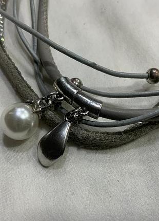 🩶✨ многослойное серое колье чокер замша кожа жемчуга boho chic modern vintage style ✨🩶