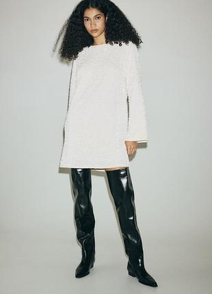 H&m біла сукня в пайетки, м 5