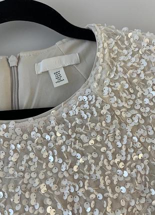 H&m біла сукня в пайетки, м 2