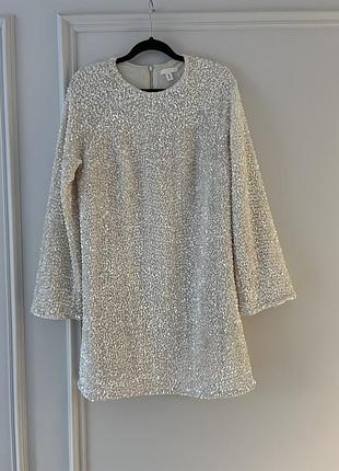 H&m біла сукня в пайетки, м 9