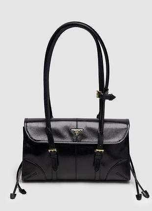 💎 prada medium leather shoulder bag black 31 х 17 х 11 см