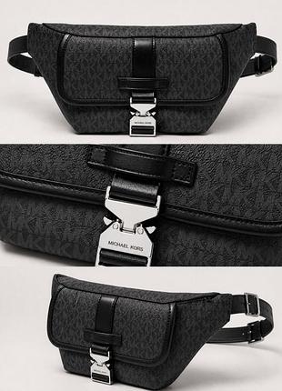 Michael kors hudson signature logo sling pack / мк мужская сумка черная | оригинал | one s...