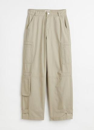 Штани жіночі h&m бежеві широкі карго 38