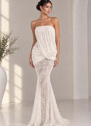 Распродажа платье prettylittlething plt label ажурная кружевная с драпировкой