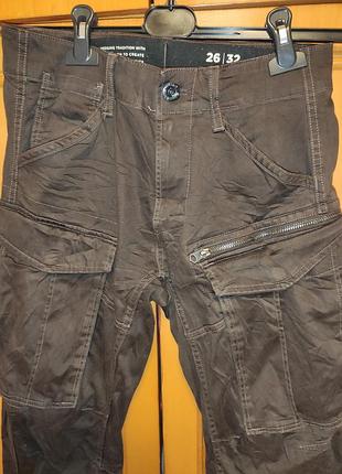Стильные фирменные оригинал коричневые брюки карго g-star raw (серия rovic / 3d-крой).xs-s.26-32